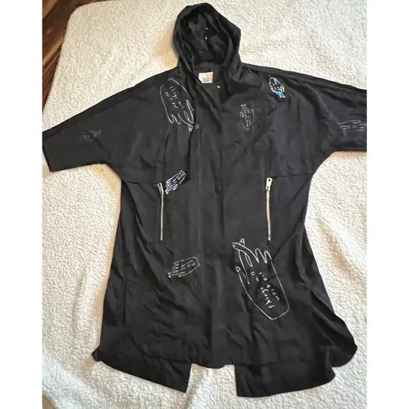 Black jacket windbreaker Korean us size xxs - Picture 8 of 9